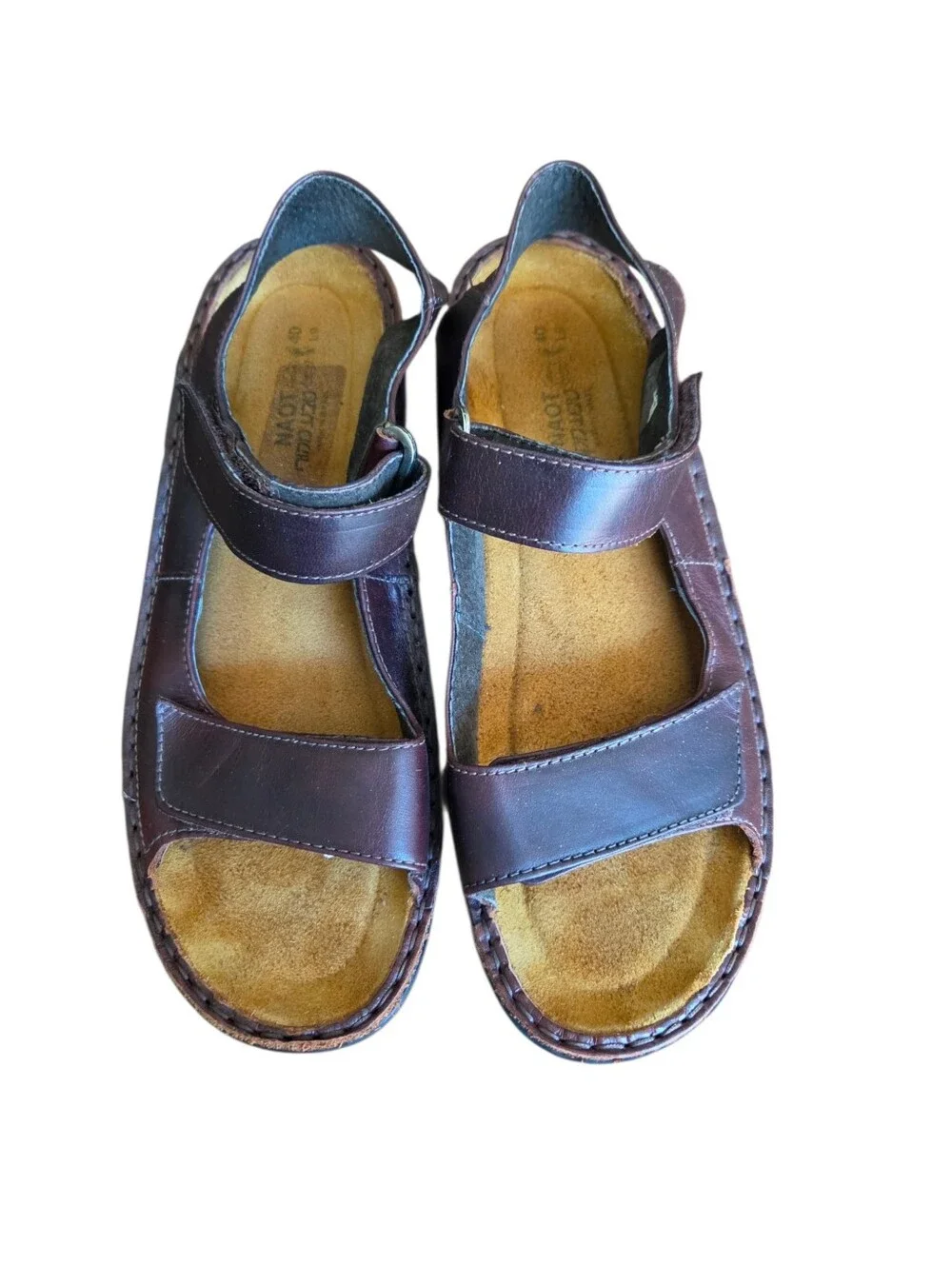 Naot Karenna Leather Comfort Sandals Brown Hook Loop EU 40 US 9 Women Comfort